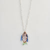 CADENA NED PLATA VIDRIO Y ORO BLANCO