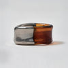 ANILLO ÁMBAR EN VIDRIO Y ORO BLANCO