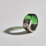 ANILLO ESMERALDA EN VIDRIO Y OTRO BLANCO